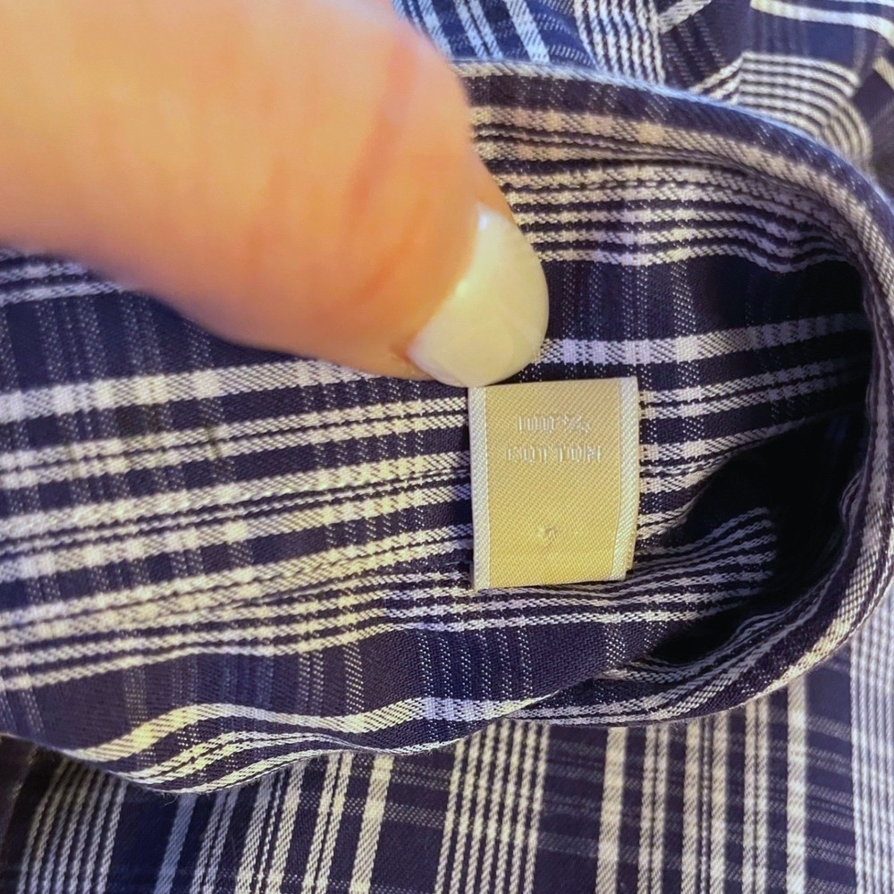 michael kors mens 100% cotton plaid button down 16 32/33 preppy old money - Picture 9 of 9
